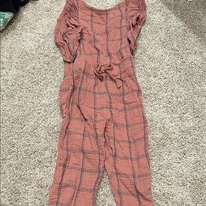Rust Plaid kids Jumpsuit